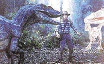 Do scény natočené v přírodě s živými herci se pomocí počítače postupně zakomponují modely dinosaurů